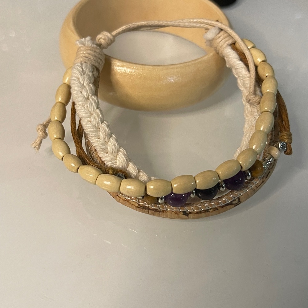 5pc Set Macrame Bracelets, Necklace, Earrings. - image 8